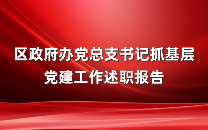区政府办党总支书记抓基层党建工作述职报告