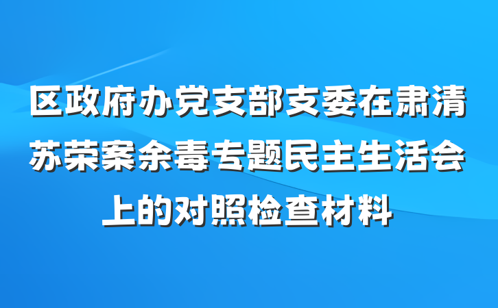 区政府办党支部支委在肃清苏荣案余毒专题民主生活会上的对照检查材料