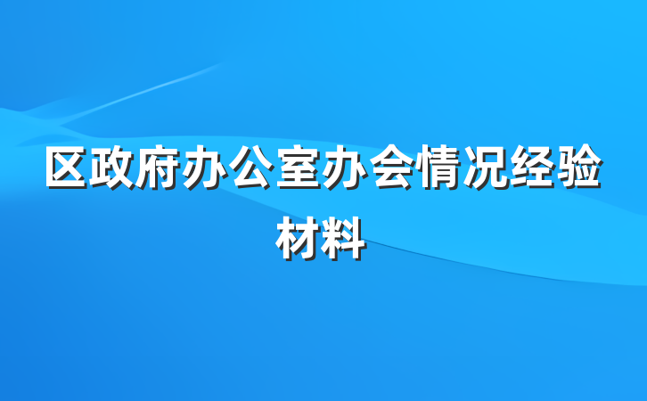 区政府办公室办会情况经验材料
