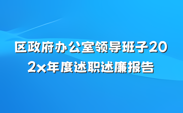 区政府办公室领导班子202x年度述职述廉报告