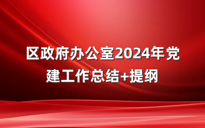 区政府办公室2024年党建工作总结 提纲
