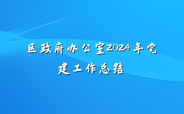 区政府办公室2024年党建工作总结