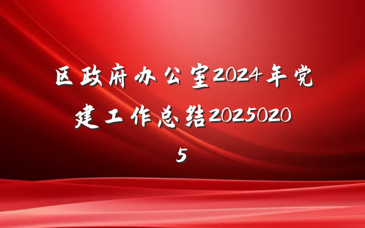 区政府办公室2024年党建工作总结20250205