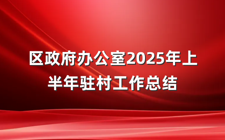区政府办公室2025年上半年驻村工作总结