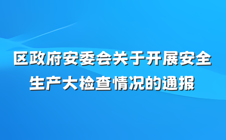 区政府安委会关于开展安全生产大检查情况的通报