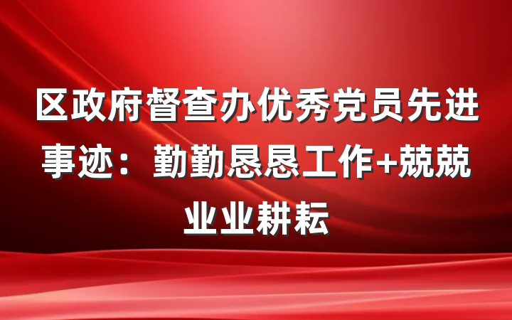 区政府督查办优秀党员先进事迹：勤勤恳恳工作 兢兢业业耕耘