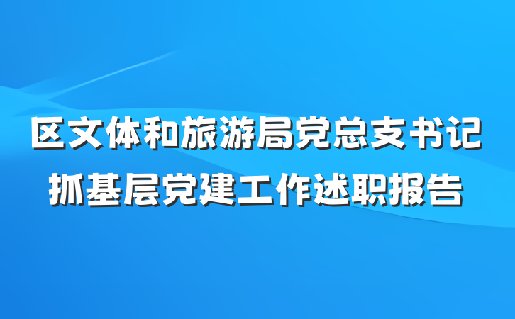 区文体和旅游局党总支书记抓基层党建工作述职报告