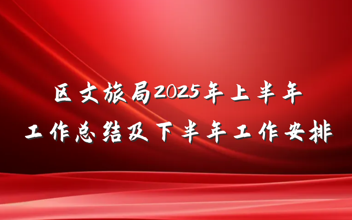 区文旅局2025年上半年工作总结及下半年工作安排
