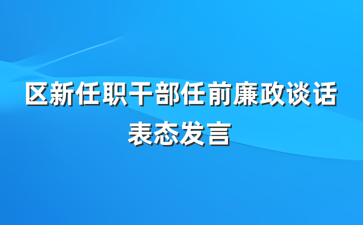区新任职干部任前廉政谈话表态发言