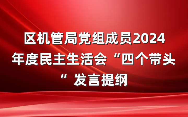 区机管局党组成员2024年度民主生活会“四个带头”发言提纲