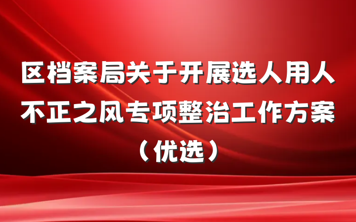 区档案局关于开展选人用人不正之风专项整治工作方案（优选）