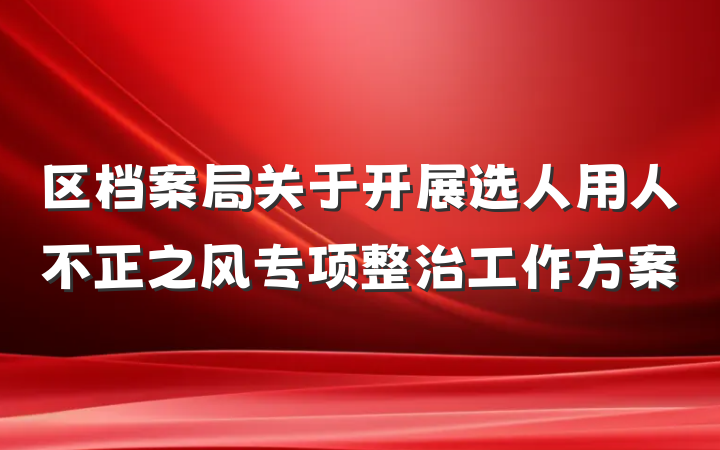 区档案局关于开展选人用人不正之风专项整治工作方案