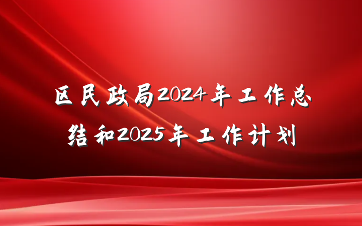 区民政局2024年工作总结和2025年工作计划