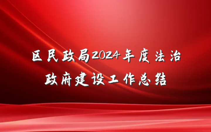 区民政局2024年度法治政府建设工作总结