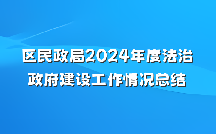区民政局2024年度法治政府建设工作情况总结