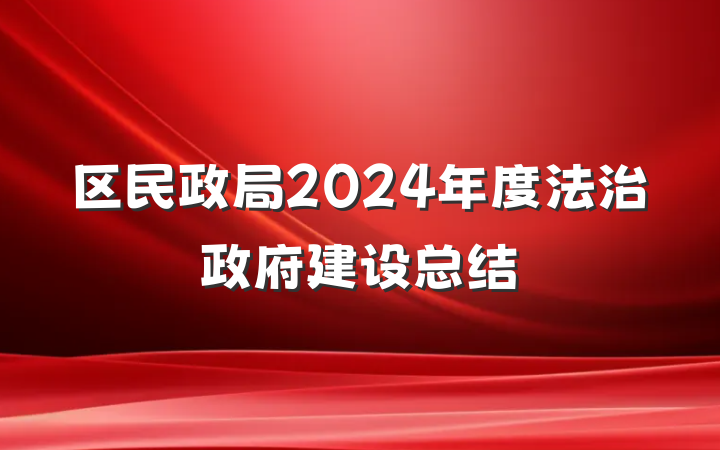 区民政局2024年度法治政府建设总结