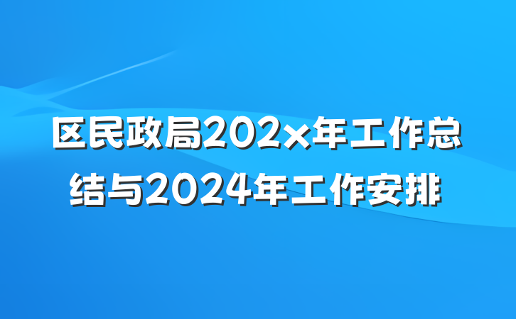 区民政局202x年工作总结与2024年工作安排