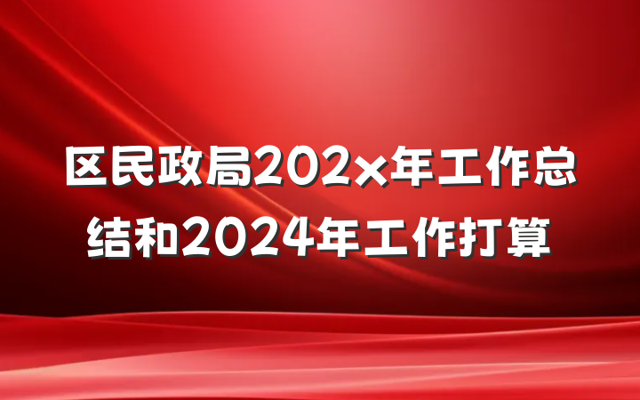 区民政局202x年工作总结和2024年工作打算