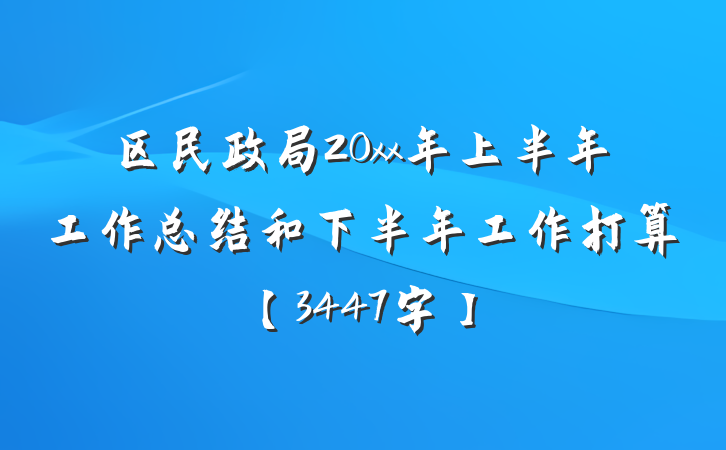 区民政局20xx年上半年工作总结和下半年工作打算【3447字】