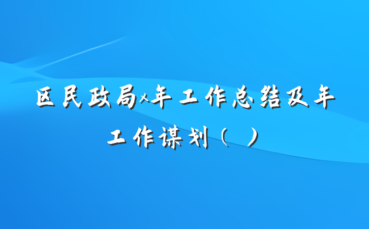 区民政局x年工作总结及年工作谋划（）