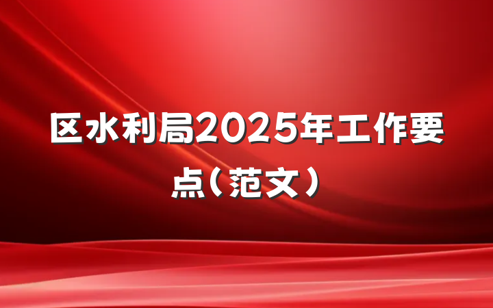 区水利局2025年工作要点（范文）