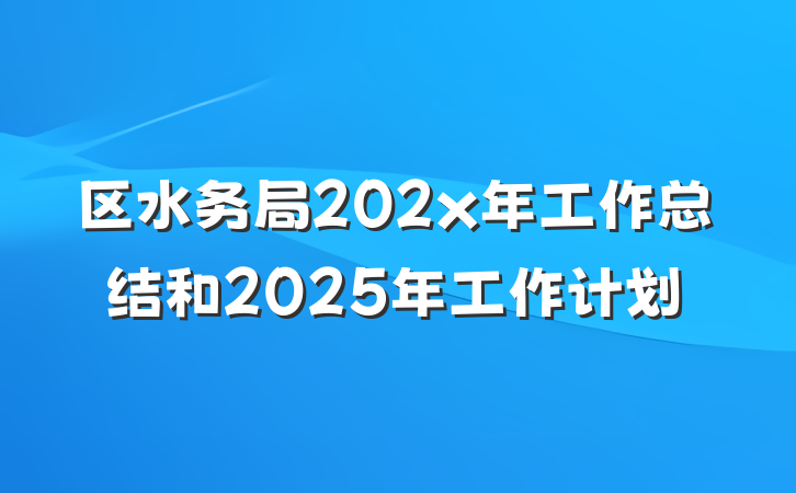 区水务局202x年工作总结和2025年工作计划