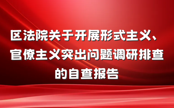 区法院关于开展形式主义、官僚主义突出问题调研排查的自查报告
