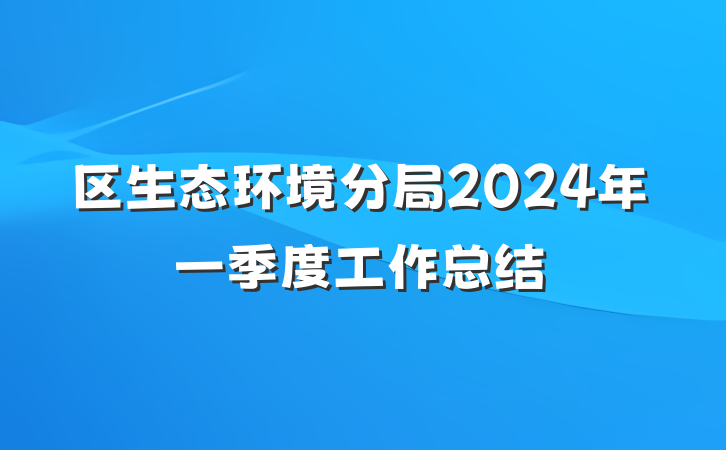 区生态环境分局2024年一季度工作总结