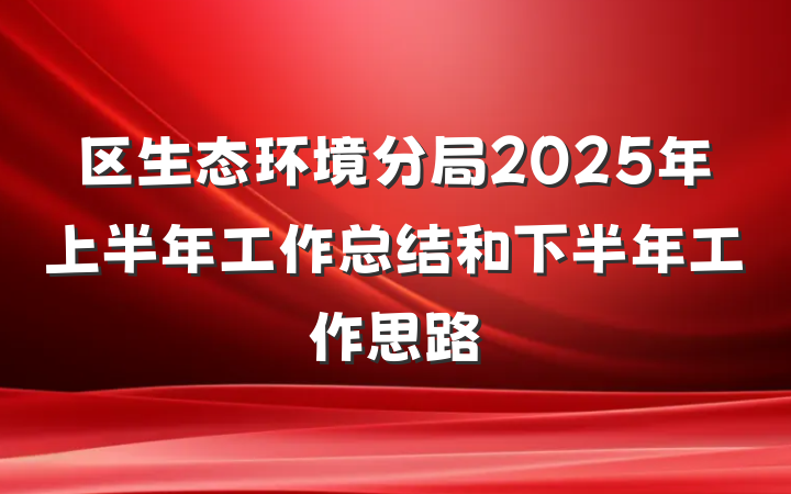 区生态环境分局2025年上半年工作总结和下半年工作思路