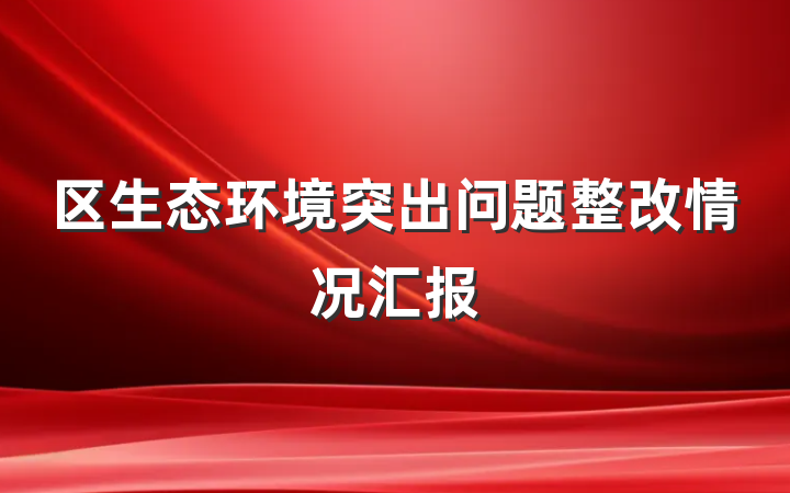 区生态环境突出问题整改情况汇报