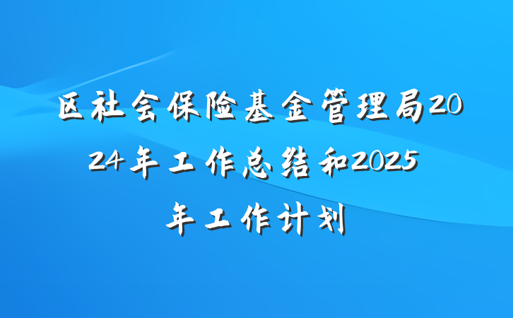 区社会保险基金管理局2024年工作总结和2025年工作计划