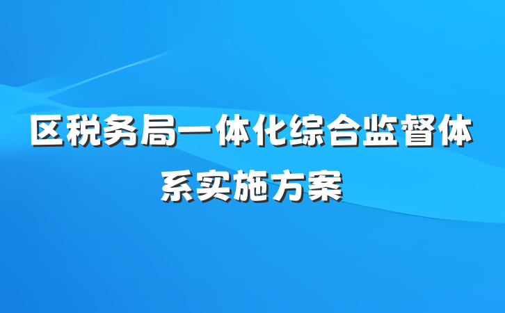 区税务局一体化综合监督体系实施方案