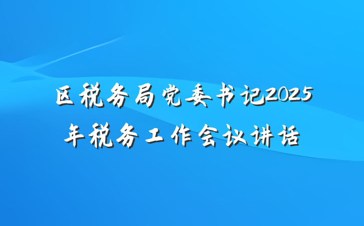 区税务局党委书记2025年税务工作会议讲话