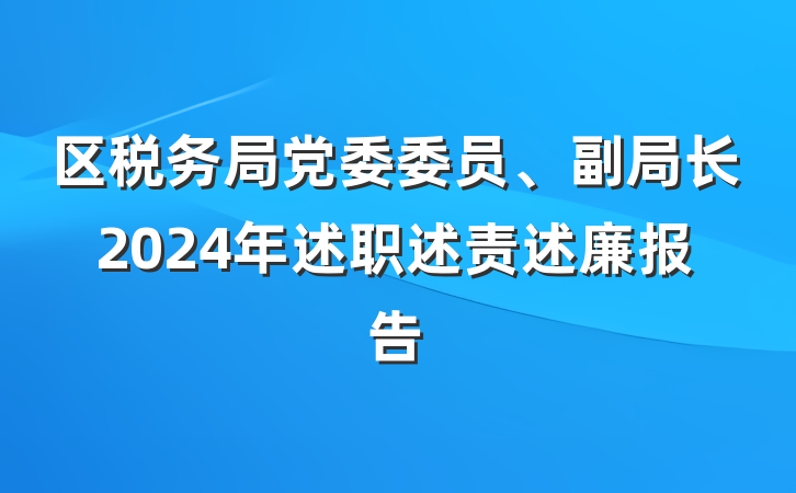 区税务局党委委员、副局长2024年述职述责述廉报告