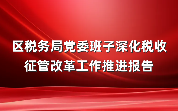 区税务局党委班子深化税收征管改革工作推进报告