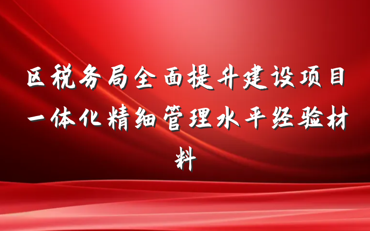 区税务局全面提升建设项目一体化精细管理水平经验材料