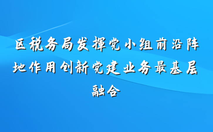 区税务局发挥党小组前沿阵地作用创新党建业务最基层融合