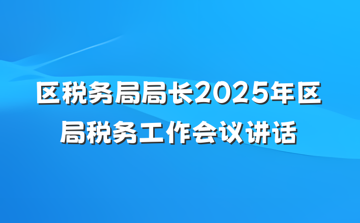 区税务局局长2025年区局税务工作会议讲话