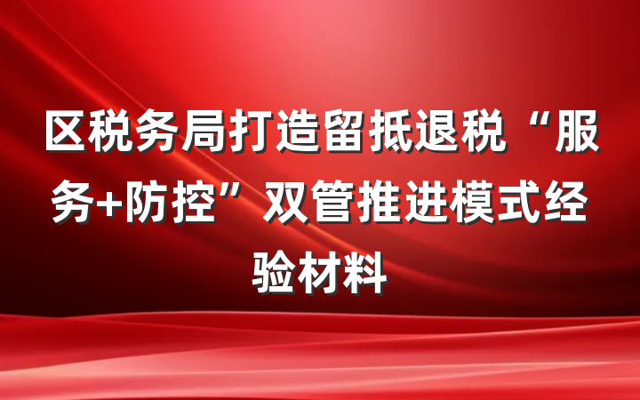 区税务局打造留抵退税“服务+防控”双管推进模式经验材料