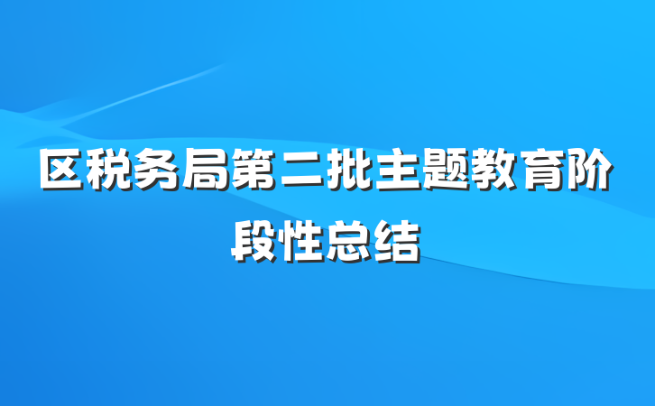 区税务局第二批主题教育阶段性总结