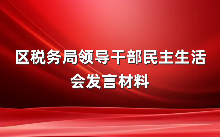 区税务局领导干部民主生活会发言材料