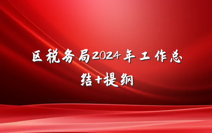 区税务局2024年工作总结 提纲