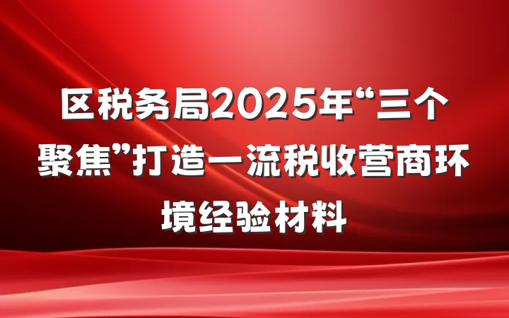 区税务局2025年“三个聚焦”打造一流税收营商环境经验材料