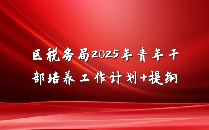 区税务局2025年青年干部培养工作计划 提纲