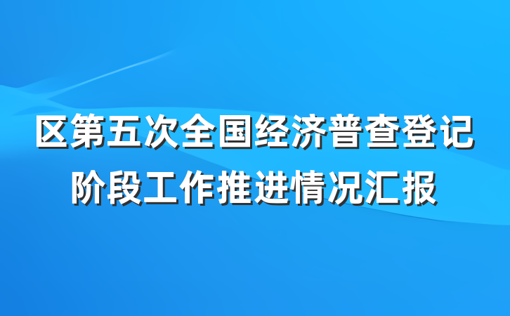 区第五次全国经济普查登记阶段工作推进情况汇报