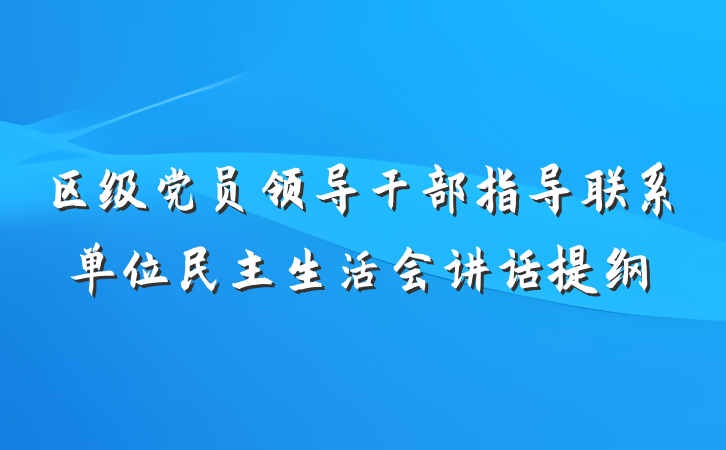 区级党员领导干部指导联系单位民主生活会讲话提纲
