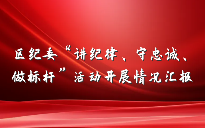 区纪委“讲纪律、守忠诚、做标杆”活动开展情况汇报