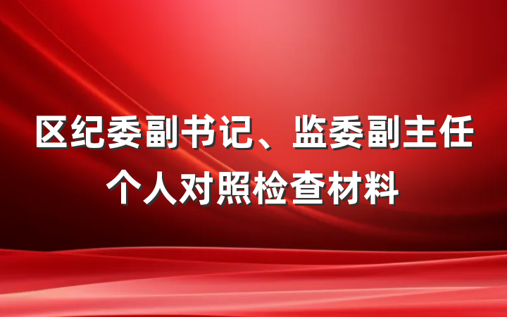 区纪委副书记、监委副主任个人对照检查材料