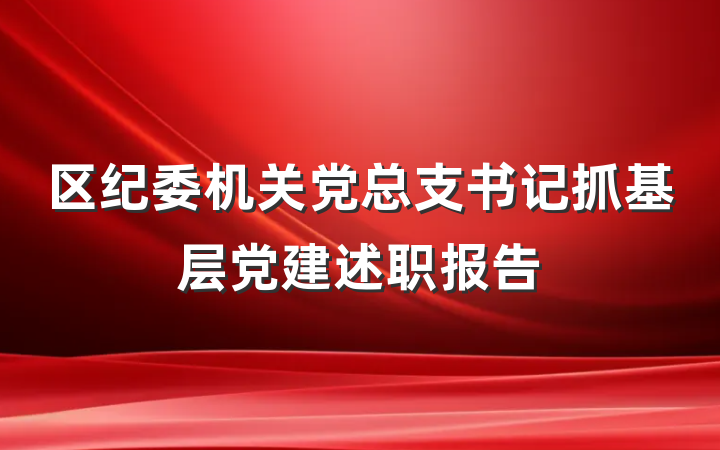 区纪委机关党总支书记抓基层党建述职报告