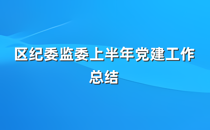 区纪委监委上半年党建工作总结